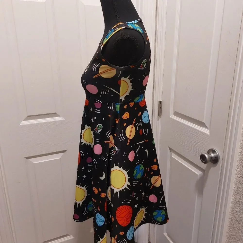 Funnycokid Girls Solar System Theme With Et. Sleeves Dress szXL - Picture 4 of 6